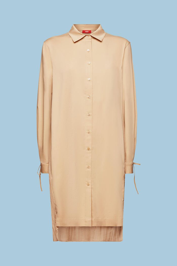 Košilové midi šaty ze zmačkaného materiálu, SAND, detail image number 6