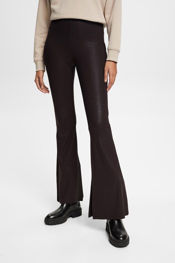 Rozšířené kalhoty s lesklou povrchovou úpravou, BLACK, detail image number 0