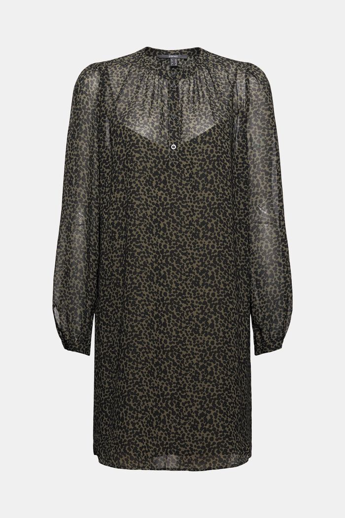 Recyklované: šifonové šaty s potiskem, KHAKI GREEN, detail image number 6