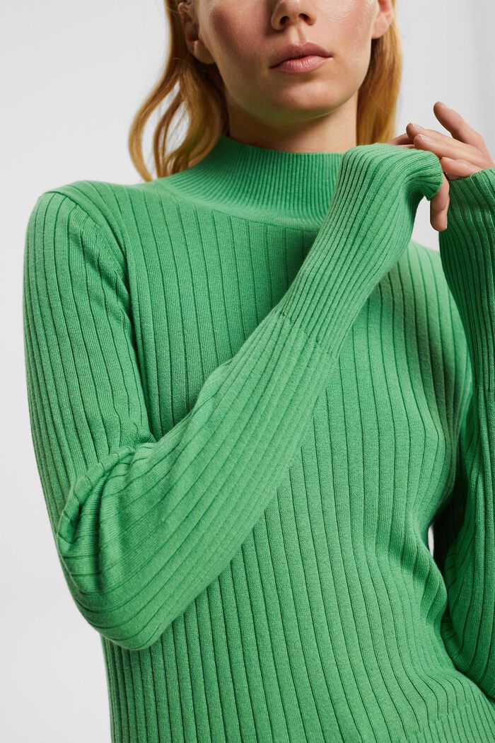 Pletený žebrový svetr, GREEN, detail image number 0
