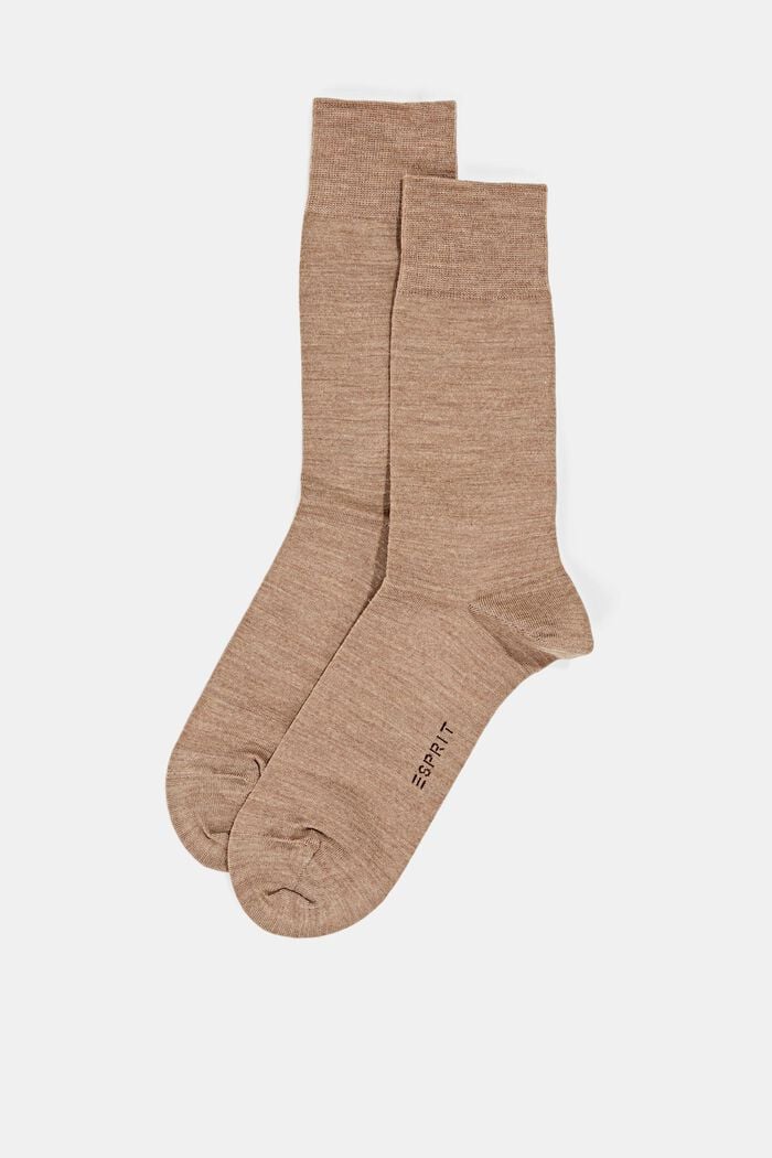 2 páry ponožek z jemné pleteniny se střižní vlnou, NUTMEG MELANGE, detail image number 0