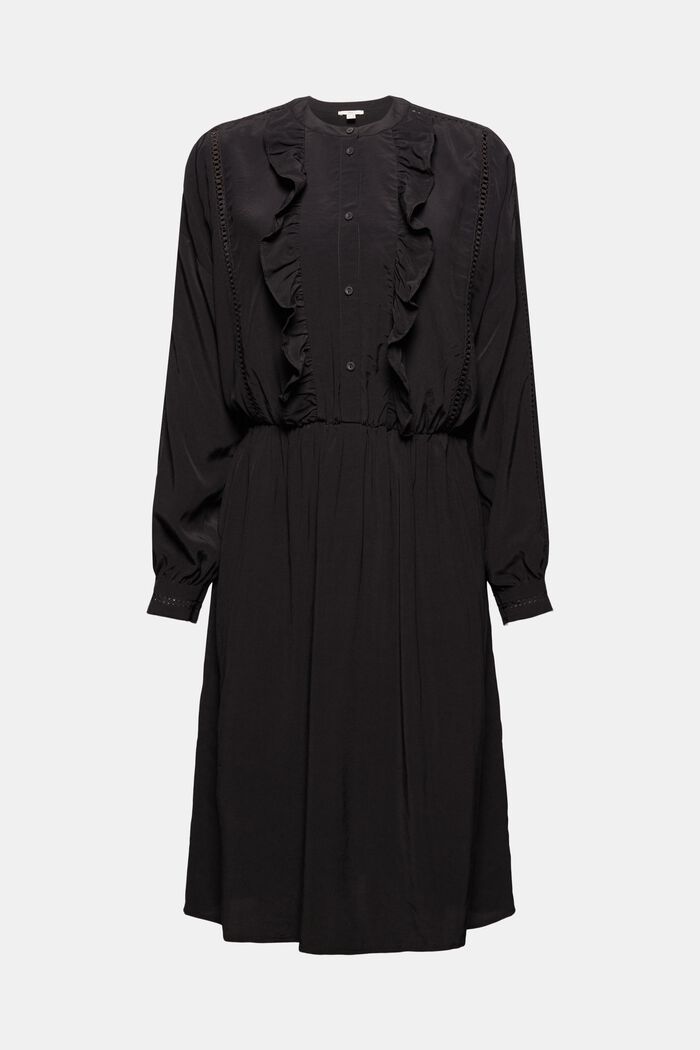 Šaty s háčkovanou krajkou, LENZING™ ECOVERO™, BLACK, overview