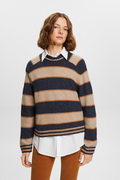 Pruhovaný pulovr ze směsi s vlnou