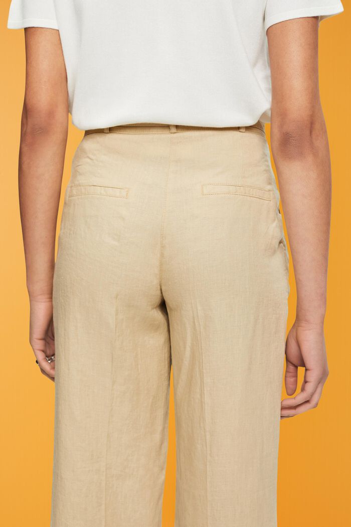 Lněné kalhoty se širokými nohavicemi, SAND, detail image number 4