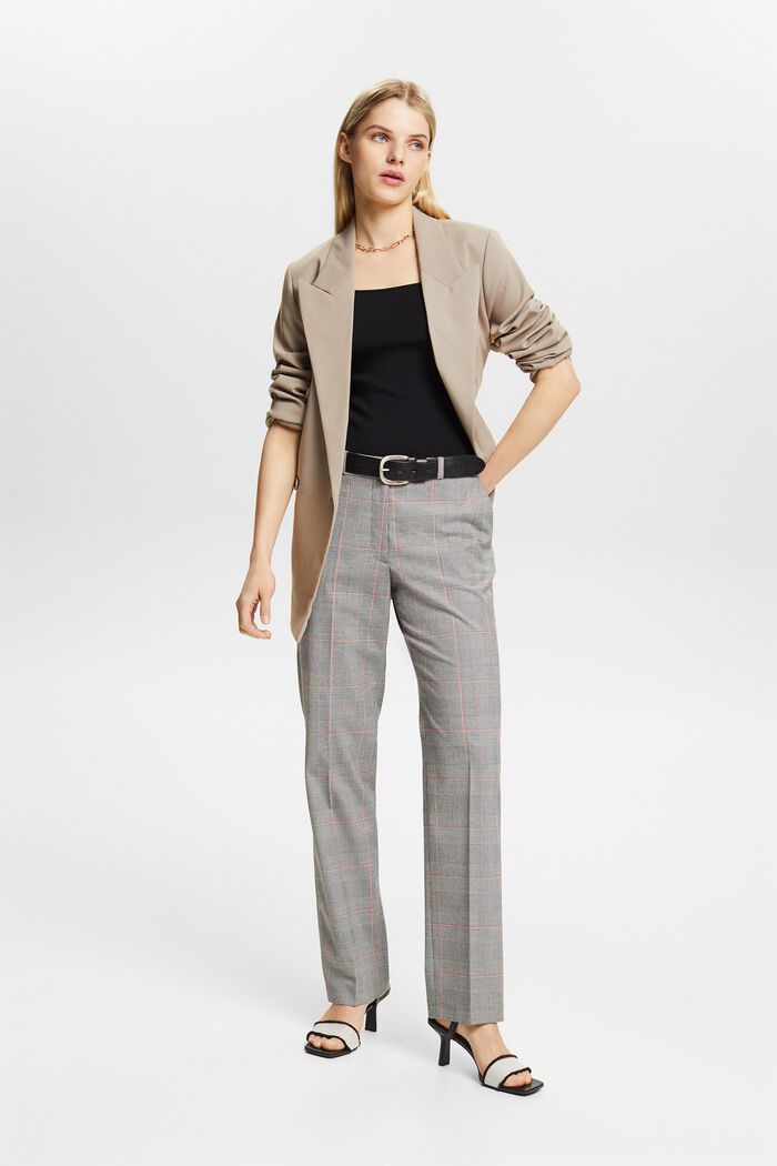 Kostkované kalhoty s rovnými nohavicemi, MEDIUM GREY, detail image number 1