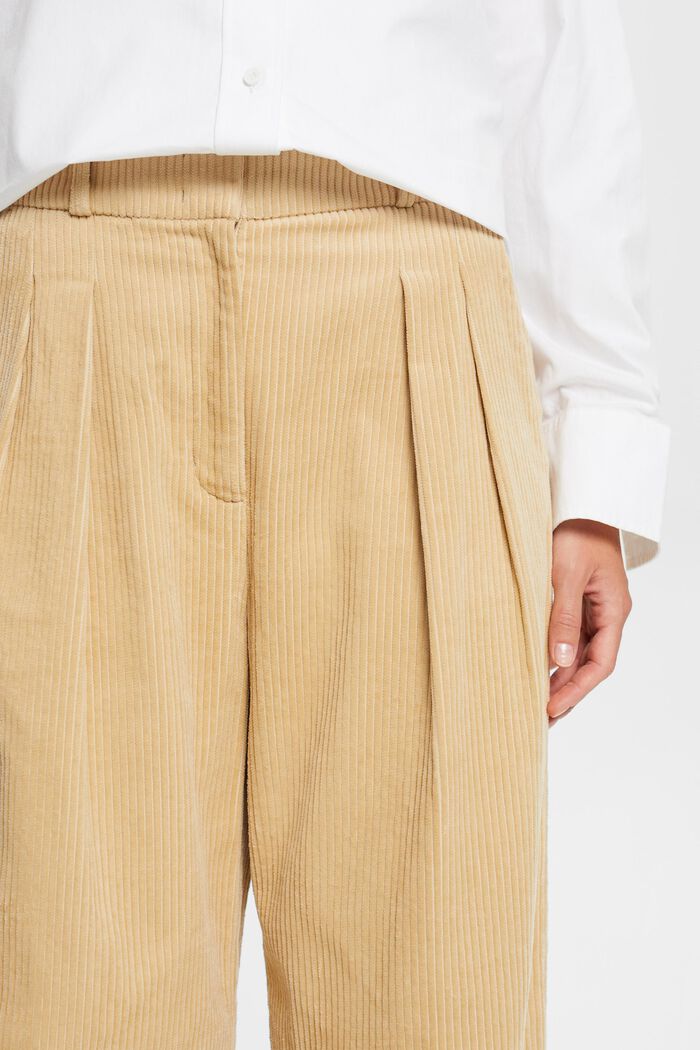 Manšestrové kalhoty s širokým střihem a středně vysokým pasem, DUSTY NUDE, detail image number 2