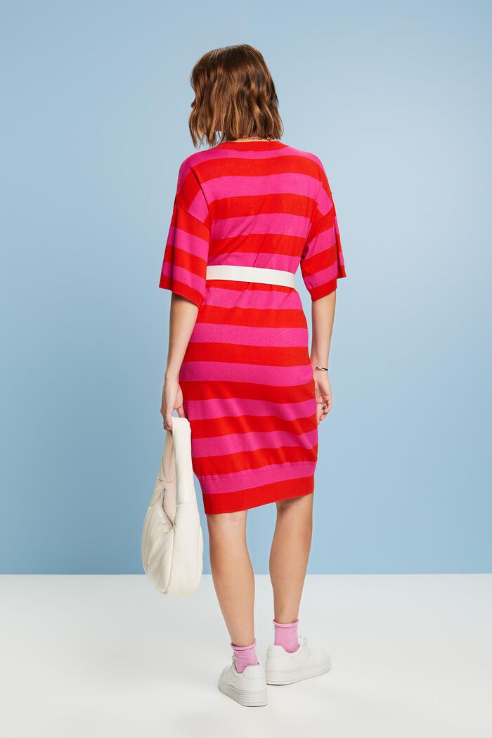Oversize pruhované pletené šaty, RED, detail image number 2