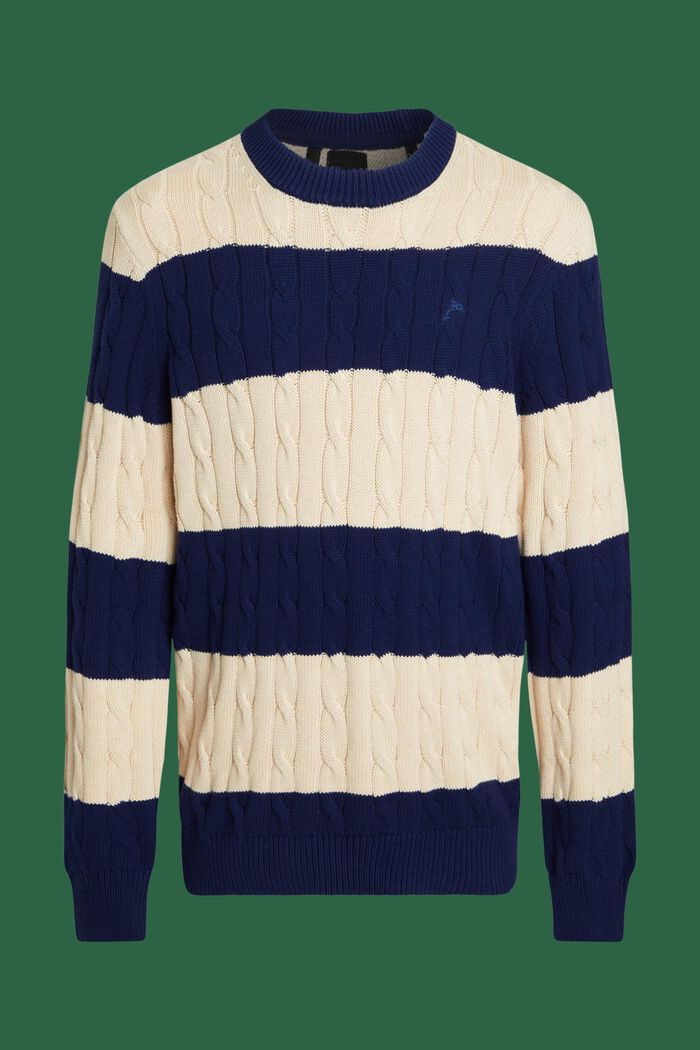 Pruhovaný pulovr z copánkové pleteniny, SAND, detail image number 8