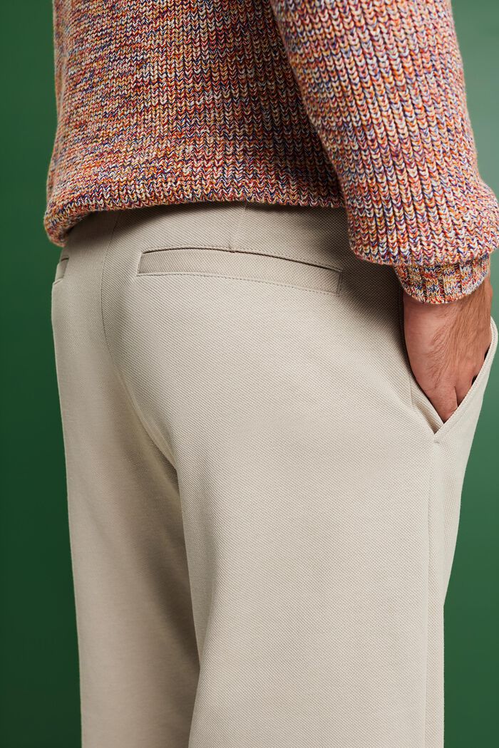 Kalhoty z pleteného žerzejového piké, BEIGE, detail image number 4