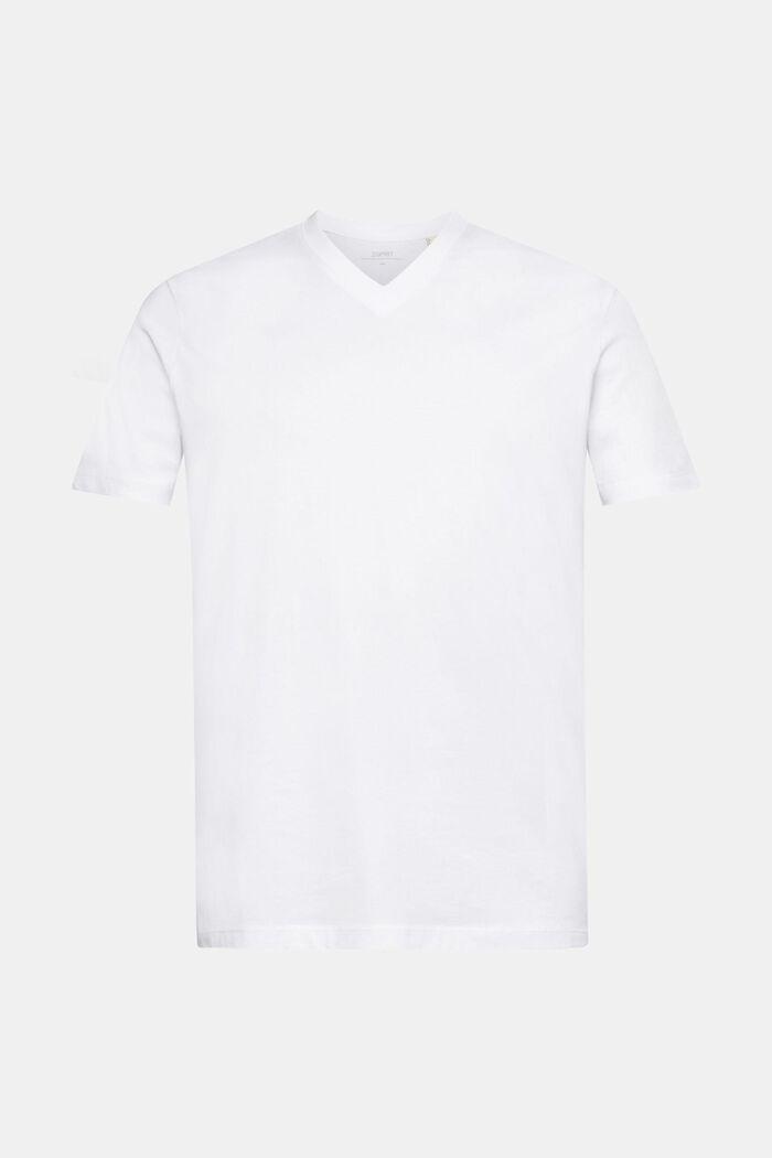 Bavlněné tričko Slim Fit se špičatým výstřihem, WHITE, detail image number 6