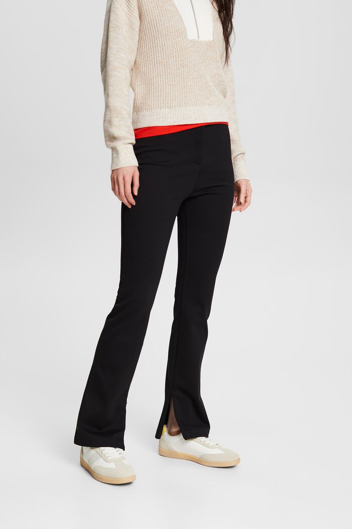 Kalhoty z materiálu punto, se zipy v lemech, BLACK, detail image number 0