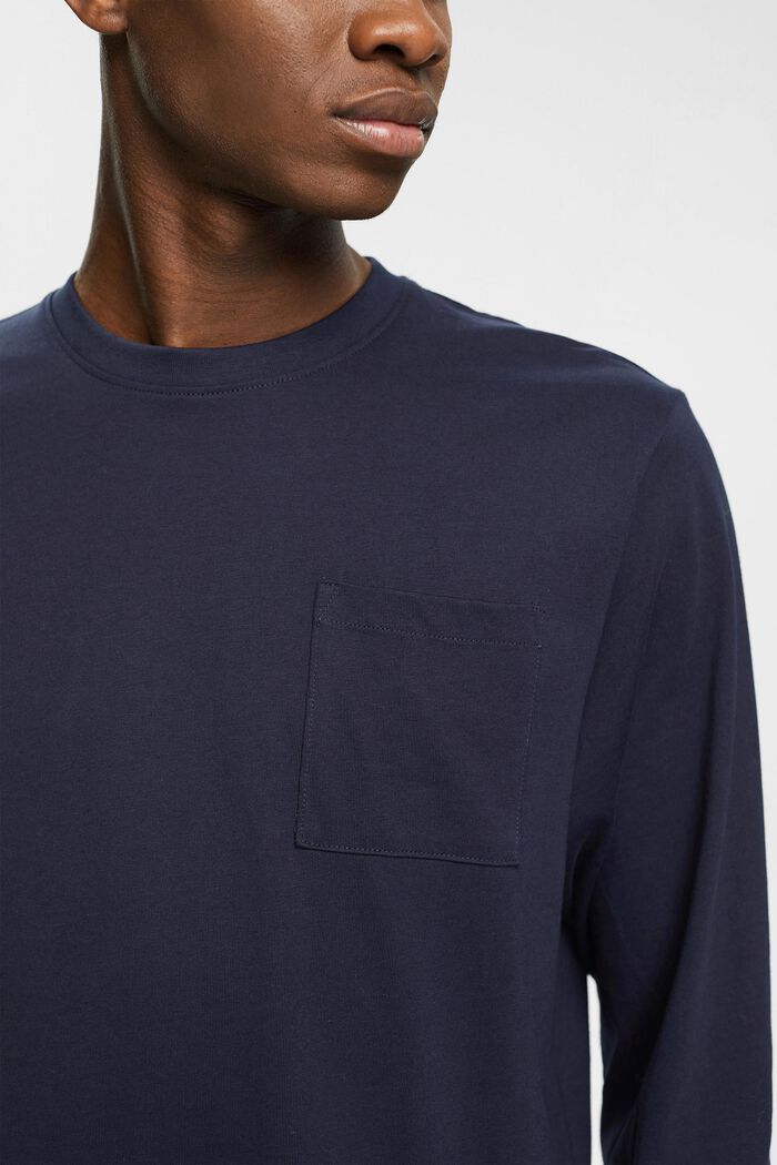 Žerzejové tričko s dlouhým rukávem, 100 % bavlna, NAVY, detail image number 0