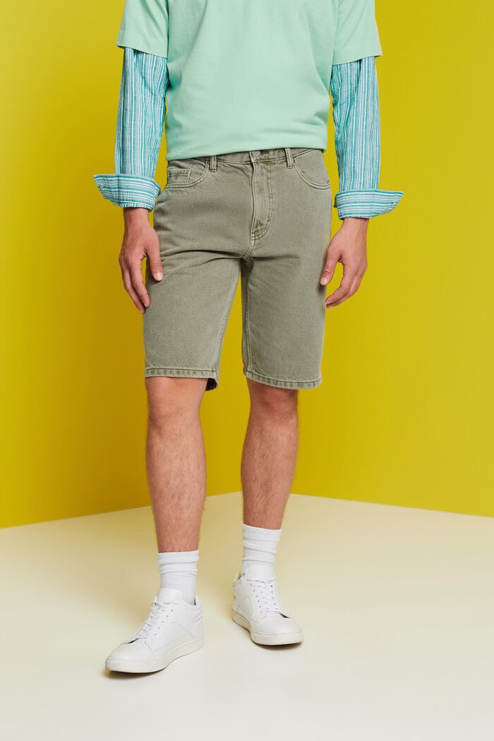 Barvené denimové šortky, GREEN, detail image number 0