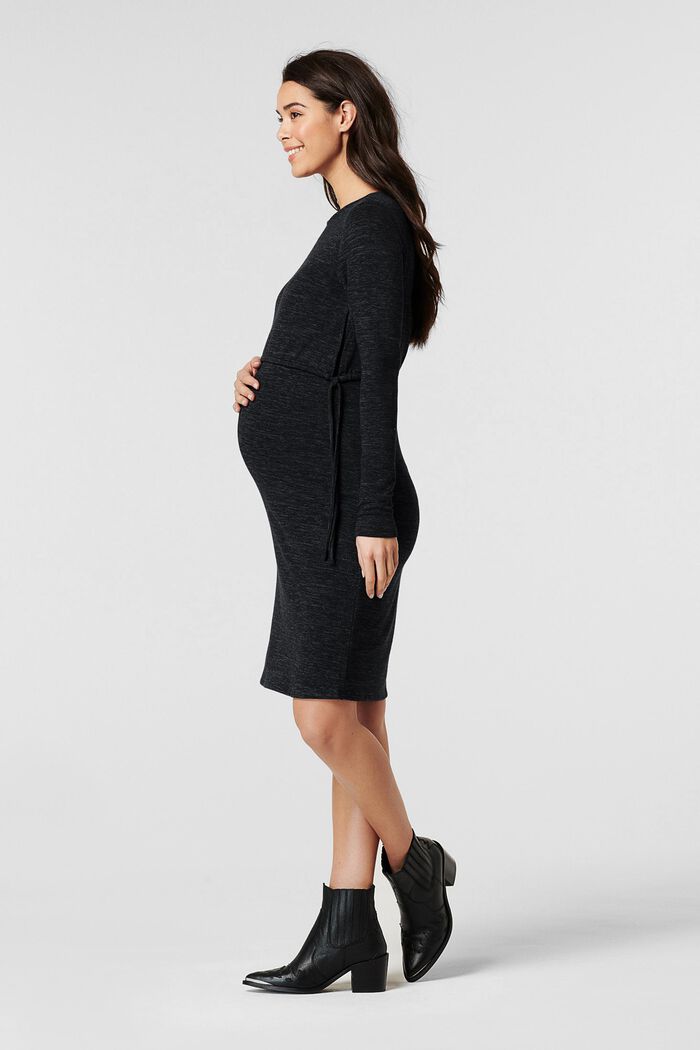 Melírované žerzejové šaty na kojení, BLACK, overview