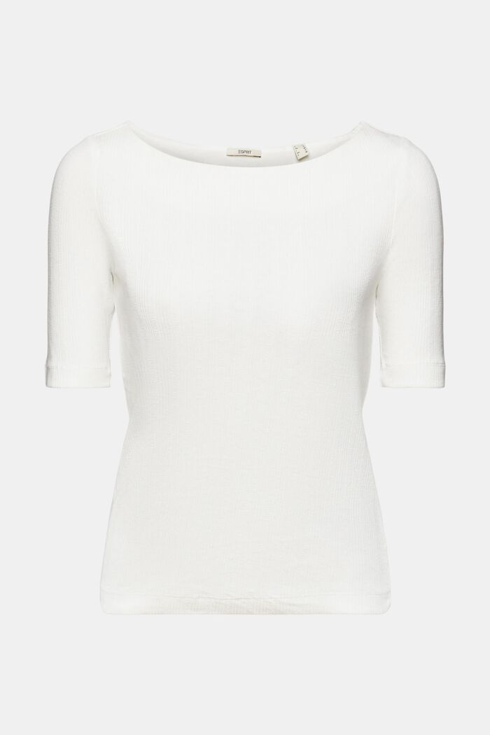 Žebrové tričko s dírkovaným vzorem, OFF WHITE, detail image number 5