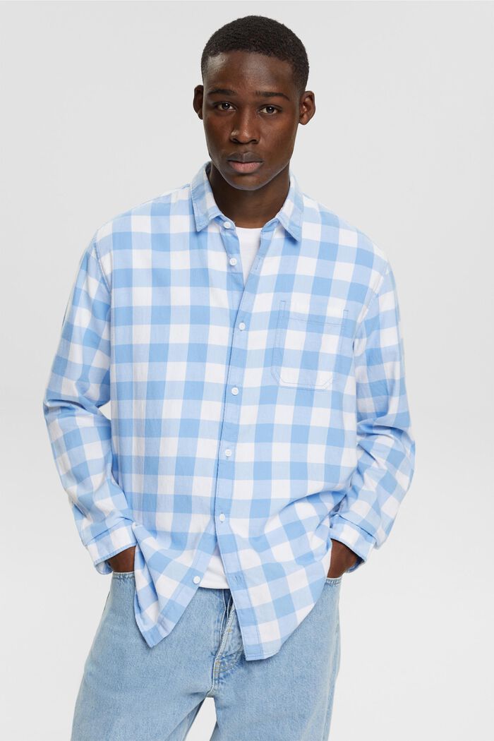 Flanelová košile z udržitelné bavlny s kárem vichy, BRIGHT BLUE, detail image number 0
