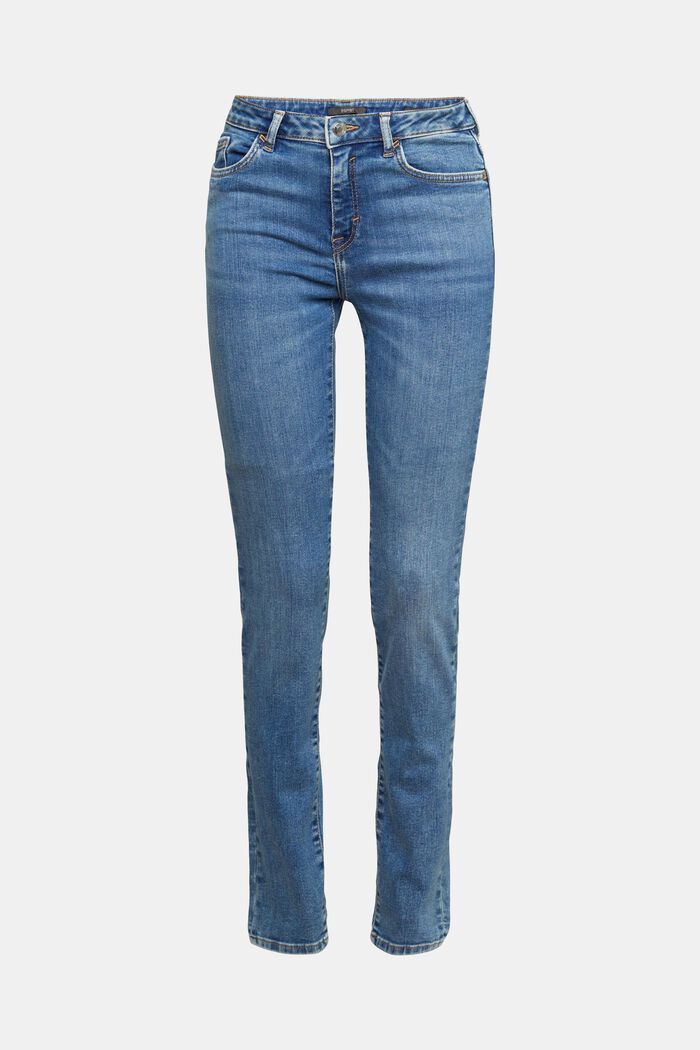 Strečové džíny Slim Fit se středně vysokým pasem, BLUE MEDIUM WASHED, detail image number 6