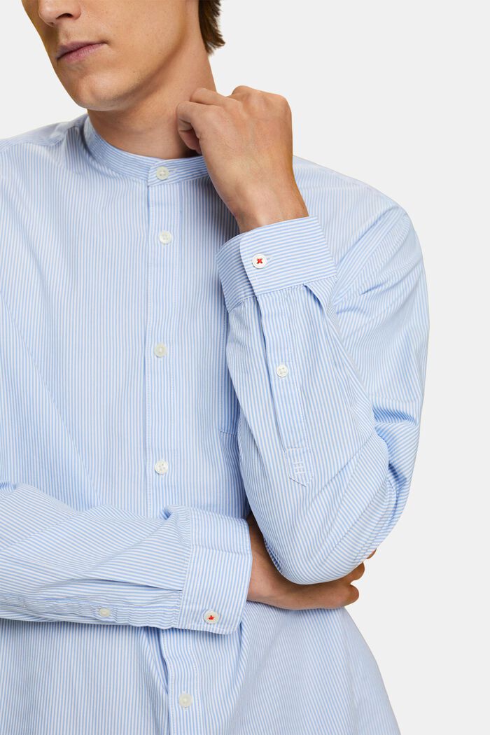 Bavlněná košile s proužky a mandarínským límečkem, GREY BLUE, detail image number 2