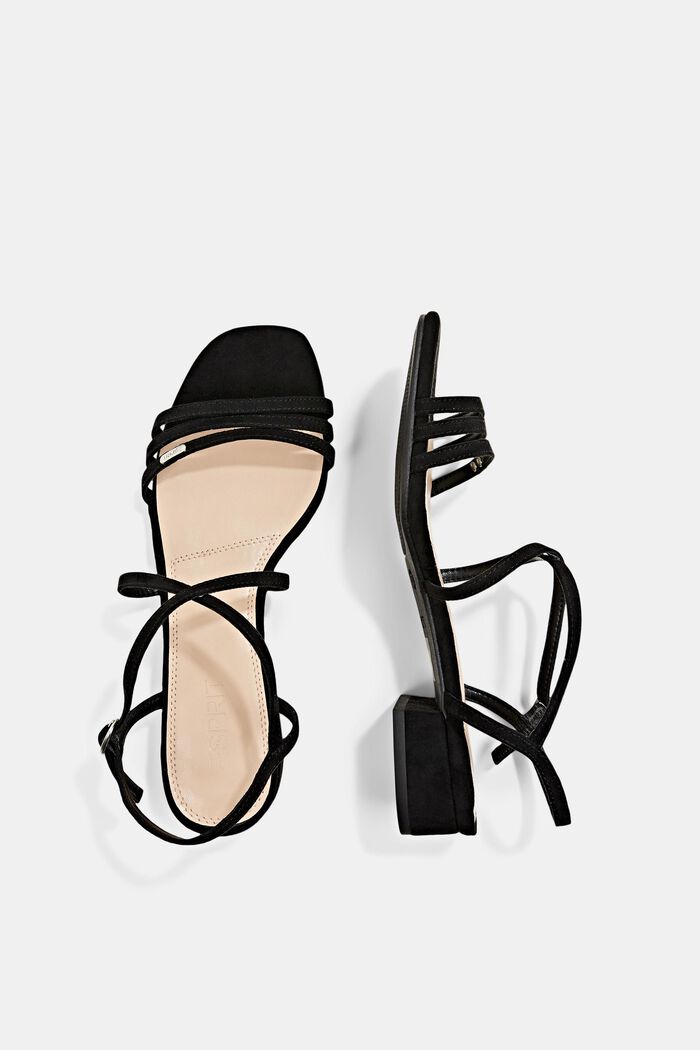 Páskové sandály v semišovém vzhledu, BLACK, detail image number 1