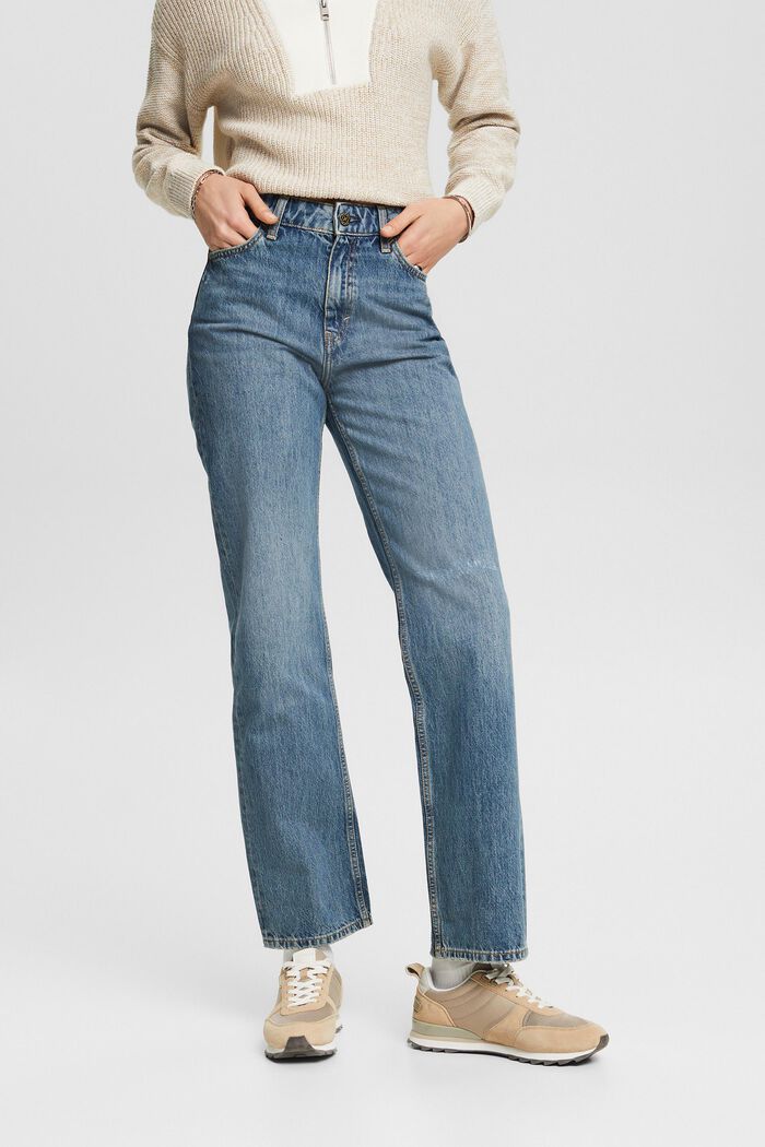 Retro džíny s rovnými straight nohavicemi a vysokým pasem, BLUE MEDIUM WASHED, detail image number 0