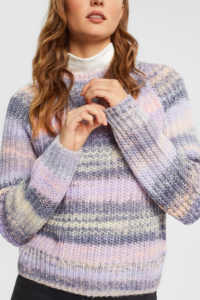 Robustní pletený svetr ze směsi vlny, PURPLE, detail image number 0