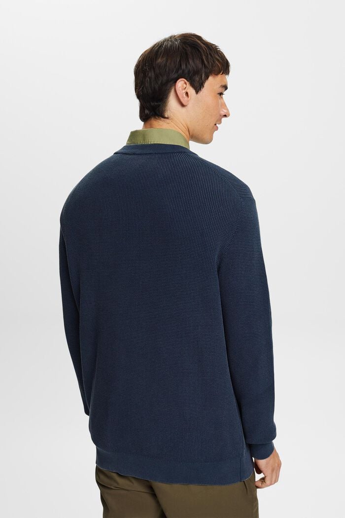 Basic pulovr s kulatým výstřihem, 100 % bavlna, NAVY, detail image number 4