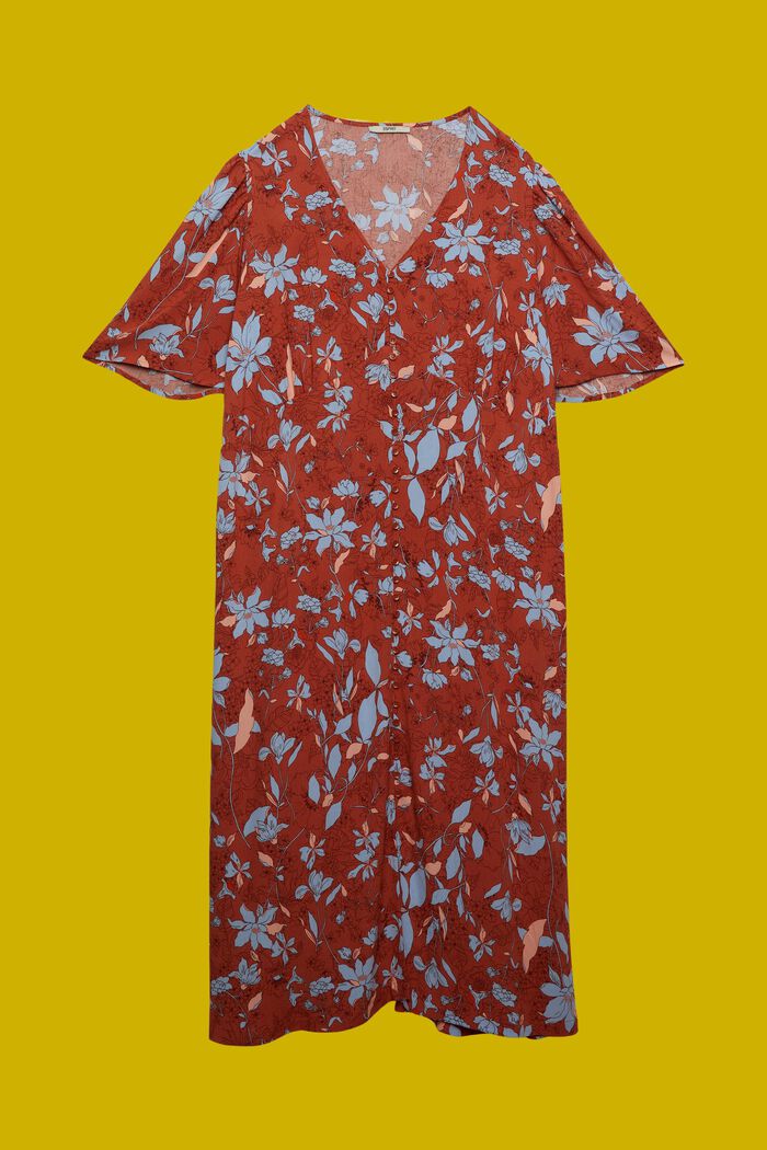 CURVY midi šaty s potiskem po celé ploše, CORAL ORANGE, detail image number 6