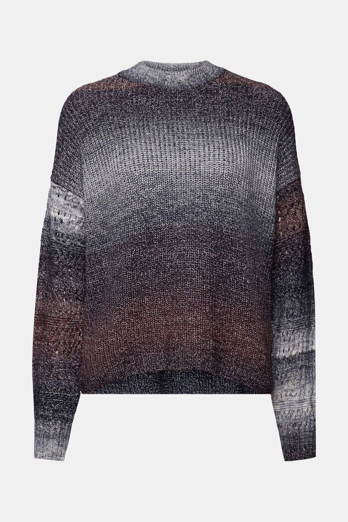 Volně pletený pulovr se stojáčkem, přechod barev, AUBERGINE, detail image number 7