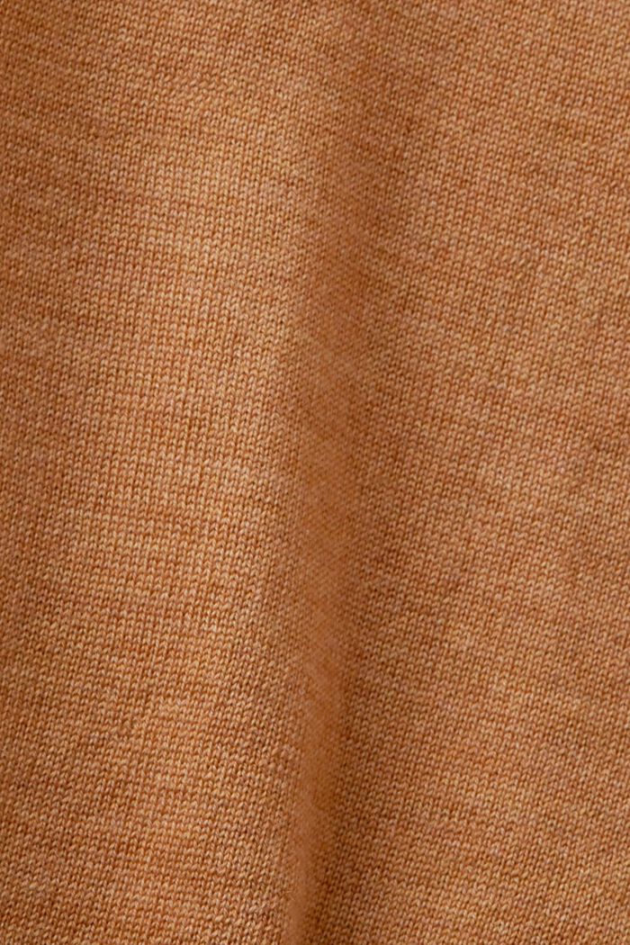 Oversize pulovr s rolákem, z vlny, CARAMEL, detail image number 5