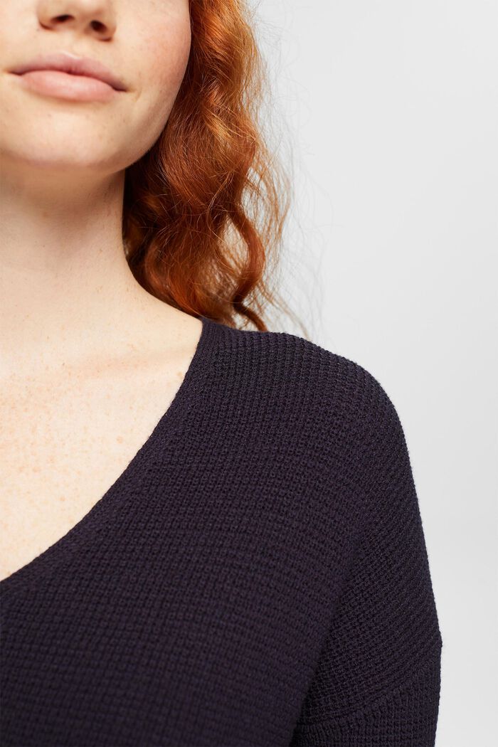Volný pulovr se špičatým výstřihem, NAVY, detail image number 0