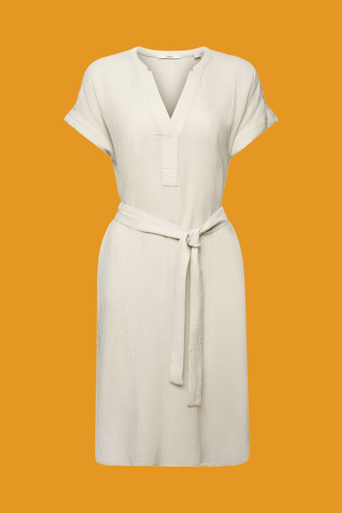 Midi šaty s páskem, zmačkaný materiál, DUSTY GREEN, detail image number 6