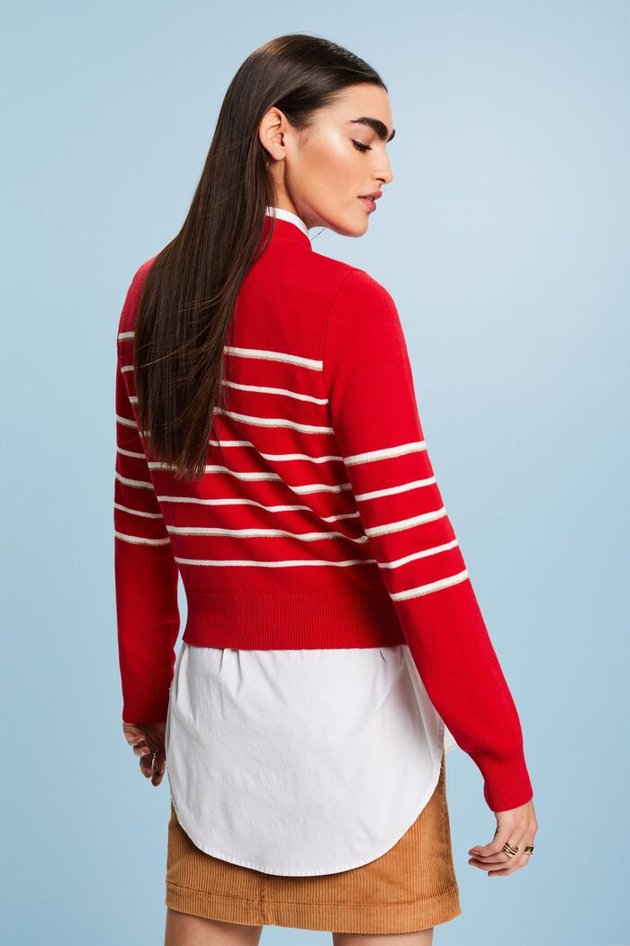 Pruhovaný pletený pulovr s kašmírem, RED, detail image number 1