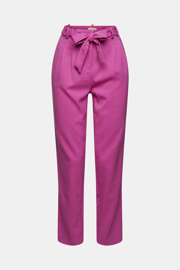 Kalhoty chino s vysokým pasem a s opaskem, PINK FUCHSIA, detail image number 2