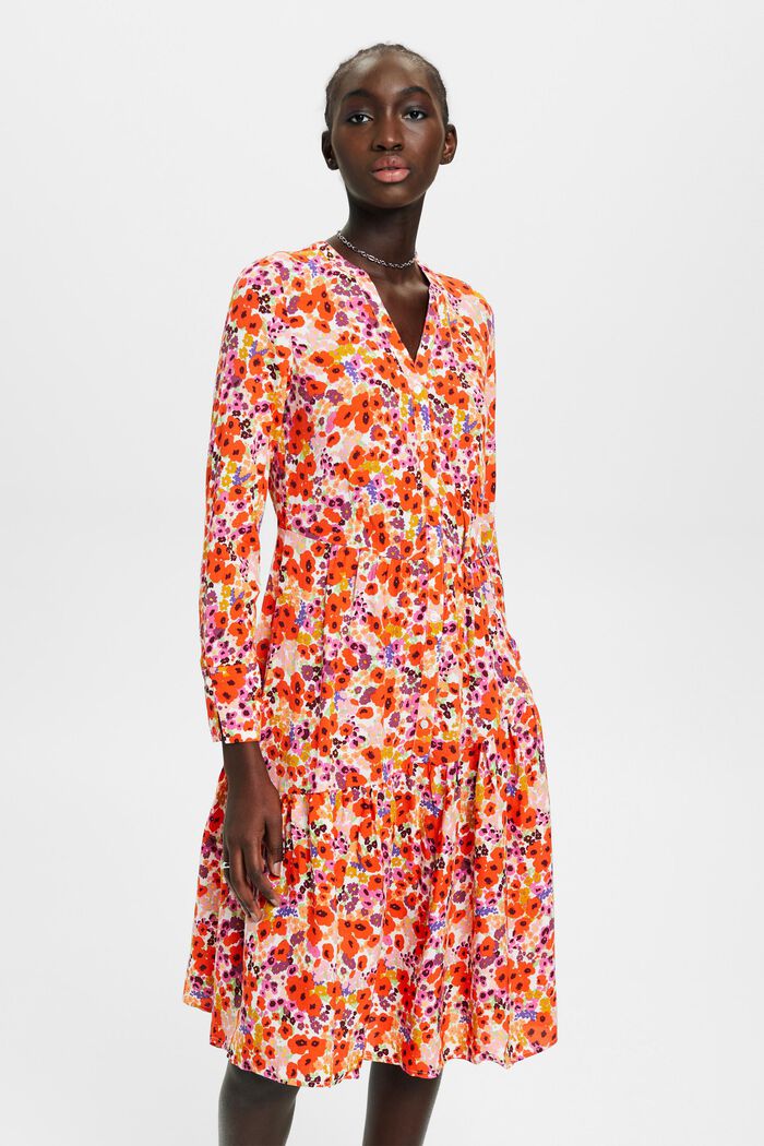Midi šaty s květovaným potiskem po celé ploše, LIGHT PINK, detail image number 0