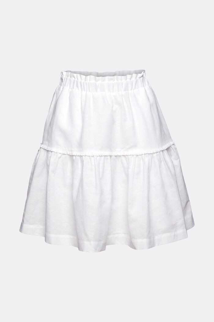 Mini sukně ze směsi se lnem, WHITE, overview