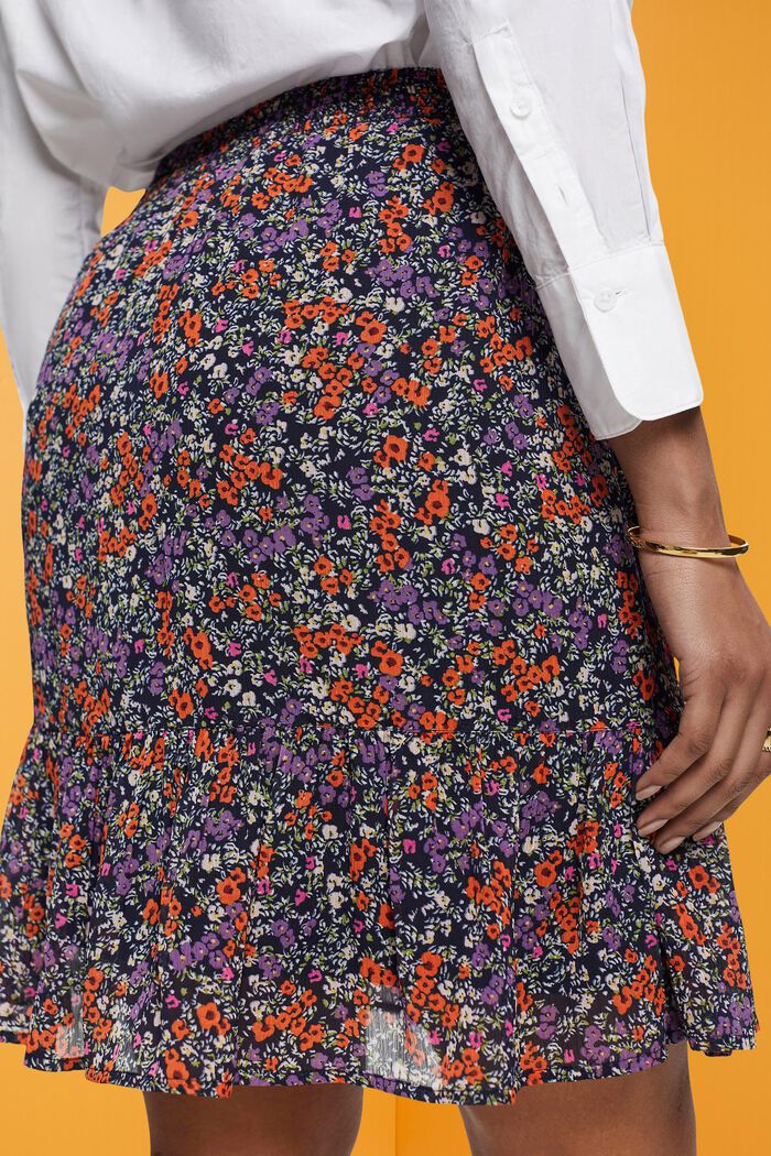 Květovaná sukně s volánovým lemem, NAVY, detail image number 4