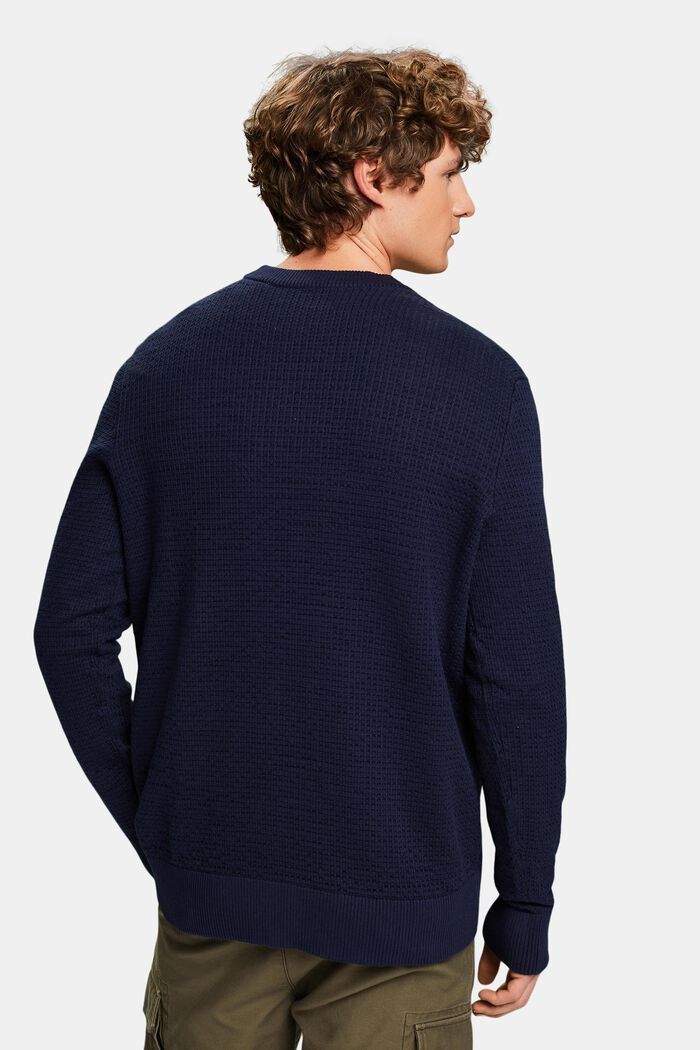 Strukturovaný pulovr s kulatým výstřihem, NAVY BLUE, detail image number 2