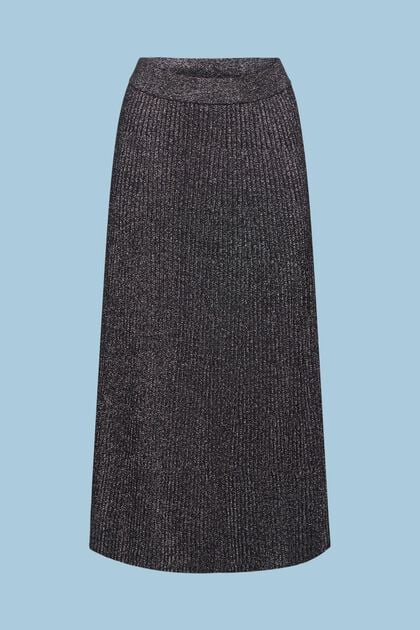 Midi sukně z žebrové pleteniny z příze lamé