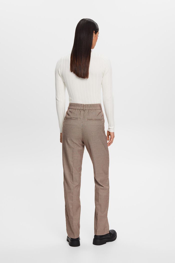 Kalhoty se širokými nohavicemi, vysokým pasem a vzorem kohoutí stopy, SAND, detail image number 3