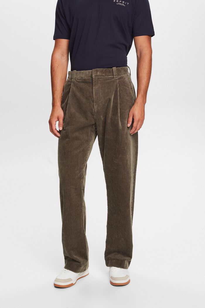 Manšestrové kalhoty se širokými nohavicemi, BROWN GREY, detail image number 1