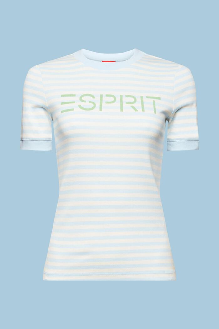 Proužkované bavlněné tričko s potiskem loga, OFF WHITE, detail image number 6