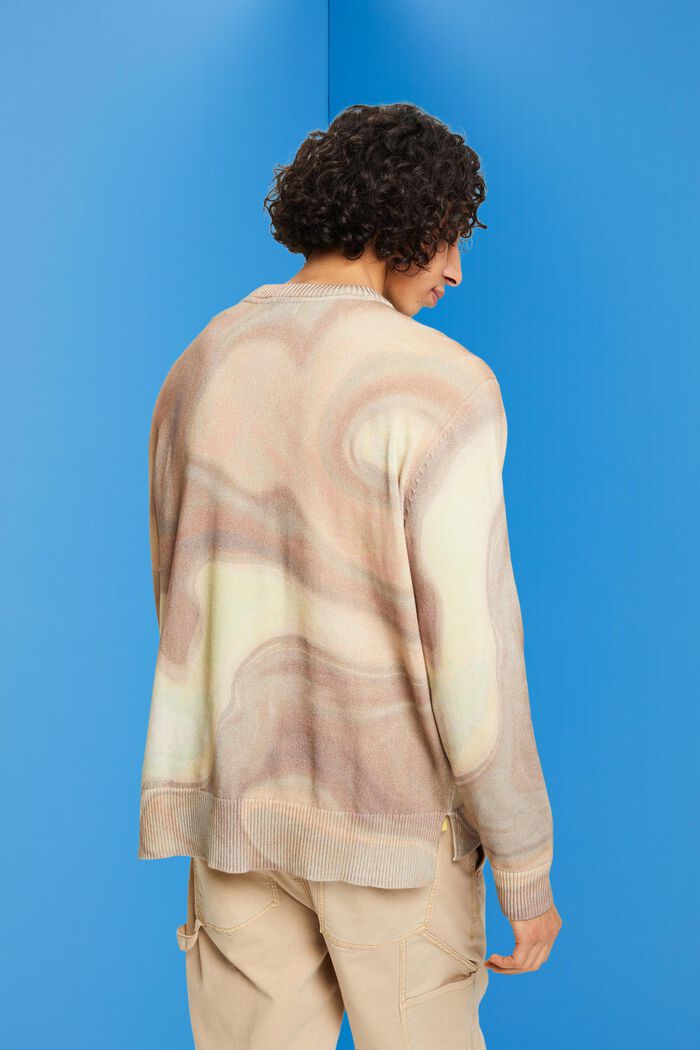 Tkaný bavlněný pulovr se vzorem po celé ploše, LIGHT TAUPE, detail image number 3