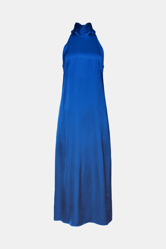 Saténové maxi šaty se zavazováním za krkem, BRIGHT BLUE, detail image number 7