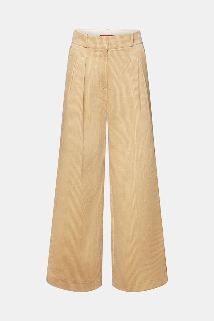 Manšestrové kalhoty s širokým střihem a středně vysokým pasem, DUSTY NUDE, detail image number 7