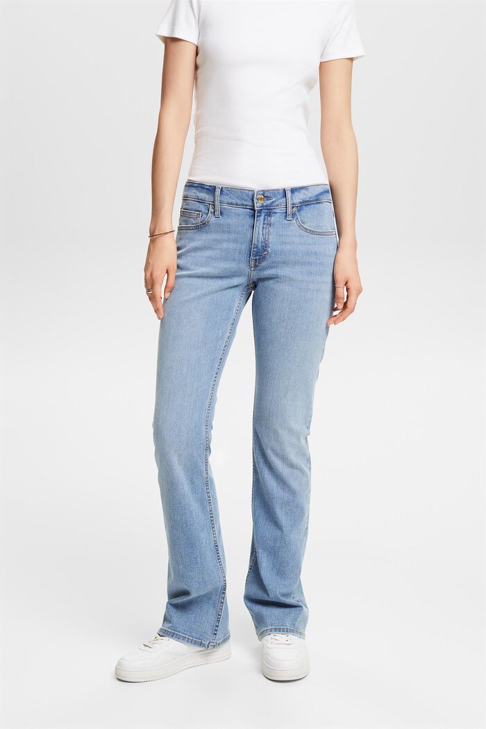 Bootcut džíny se středně vysokým pasem, BLUE LIGHT WASHED, detail image number 0