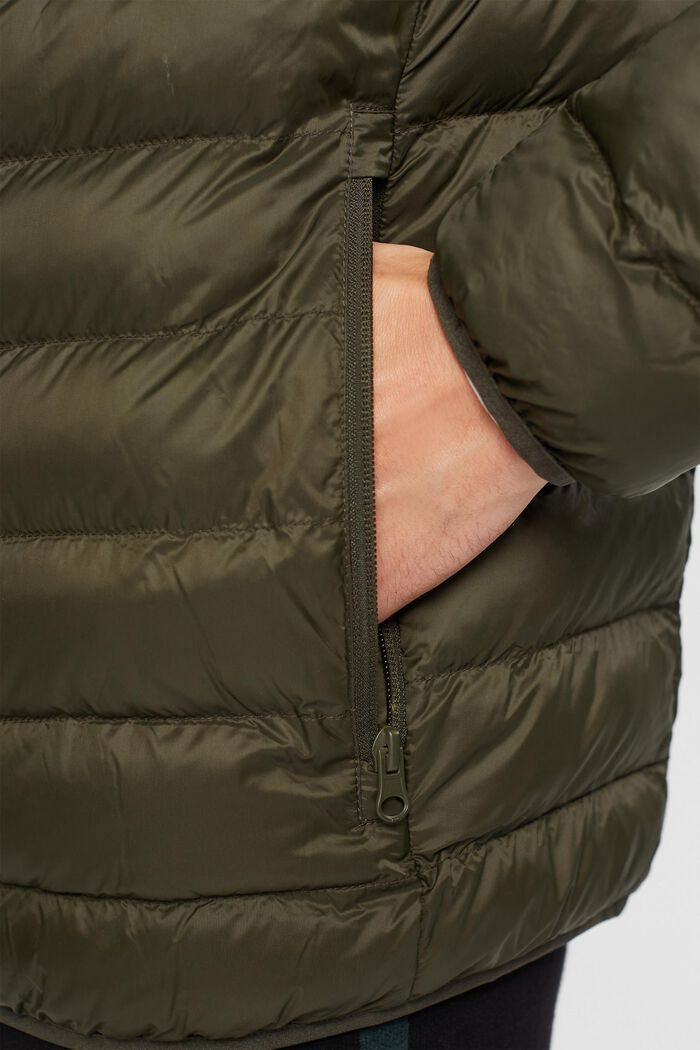 Prošívaná bunda s vysokým límcem, DARK KHAKI, detail image number 4