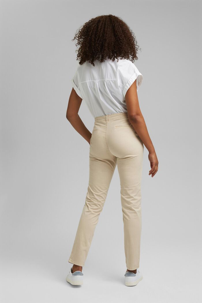 Strečové chino kalhoty s pima bio bavlnou, BEIGE, detail image number 3