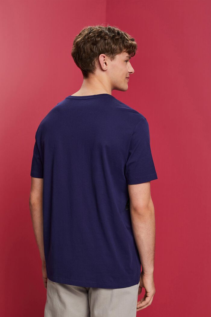 Tričko s kulatým výstřihem ke krku a s potiskem, 100% bavlna, DARK BLUE, detail image number 3
