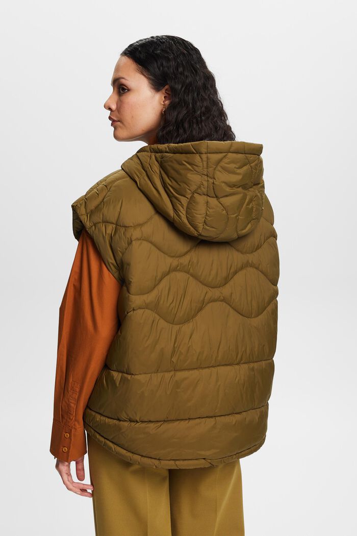 Z recyklovaného materiálu: prošívaná vesta s kapucí, DARK KHAKI, detail image number 3