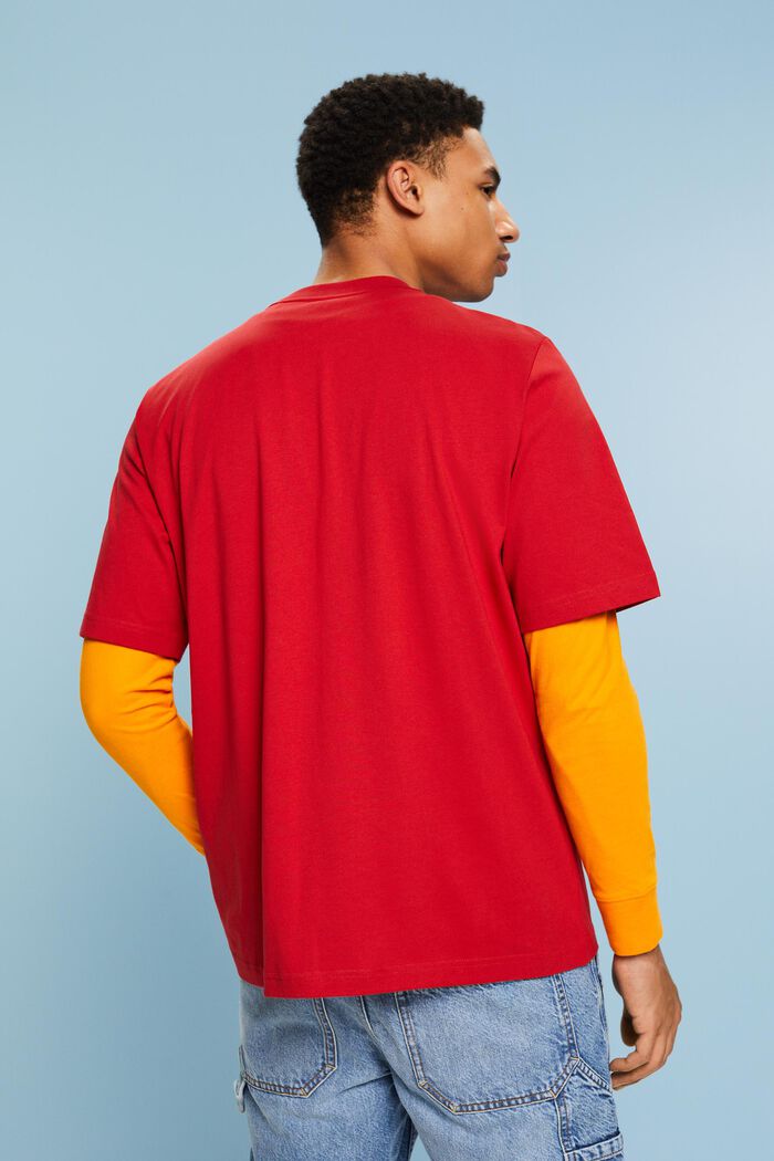 Unisex potištěné tričko z pima bavlny, DARK RED, detail image number 2